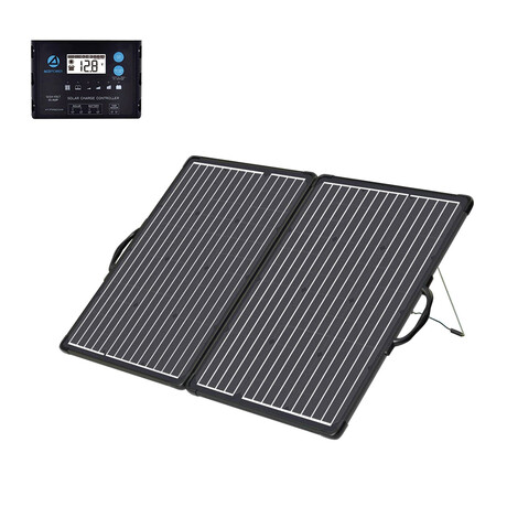 PLK 100W Portable Solar Panel Kit // Lightweight Briefcase + PX20A Waterproof LCD Charge Controller