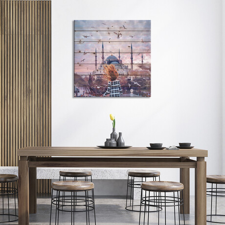 Red Fire In Istanbul by Hobopeeba (26"H x 26"W x 1.5"D)