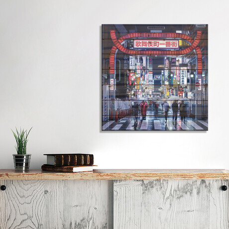 Nightlife At The Kabukicho District In Tokyo, Japan by Jan Becke (26"H x 26"W x 1.5"D)