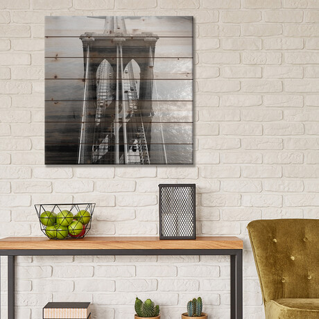 Brooklyn Bridge Tower Aerial by Print Collection