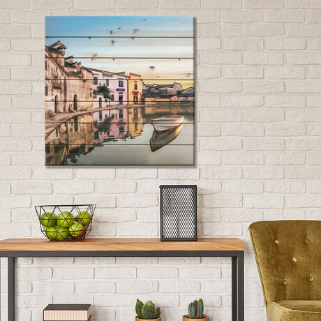 Boat On The Banks Of The Old City by Ievgeniia Bidiuk