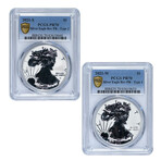 2021-W & 2021-S American Silver Eagle Reverse Proof Designer Set // PCGS Certified PR70 // 2-Coin Set // Wood Presentation Box