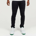 Leroy Black Moto Denim // Black (36WX32L)