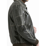 Distressed Leather Bomber // Brown (S)