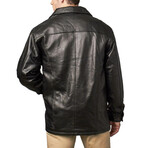 Relaxed Fit Leather Zip-Front Car Coat // Black (S)