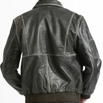 Distressed Leather Bomber // Brown (S)