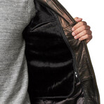 Relaxed Fit Leather Zip-Front Car Coat // Black (S)