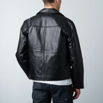 Slim Zip Leather Jacket // Black (4XL)