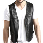 Leather Zip Vest // Black (4XL)