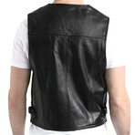 Leather Zip Vest // Black (4XL)