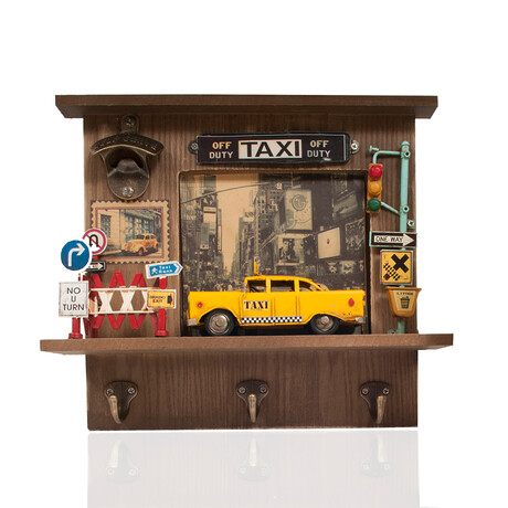 Vintage New York City Checker Taxi Shadow Box