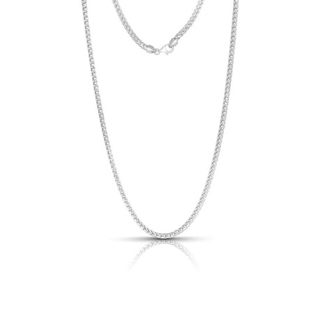 Rhodium-Plated Sterling Silver Square Franco Link Chain Necklace // 2.5mm (18")