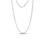 Rhodium-Plated Sterling Silver Square Franco Link Chain Necklace // 2.5mm (18")