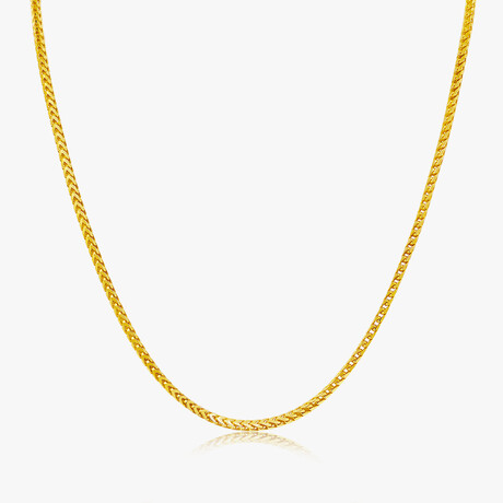 14k Gold-Plated Sterling Silver Square Franco Link Chain Necklace // 2.5mm (18")