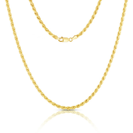 Sterling Silver + 14k Gold-Plated High-Polish Rope Chain Necklace // 3.2mm (18")