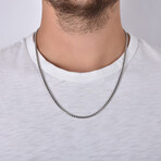 Genuine Rhodium + Solid Sterling Silver Round Box Link Heavy-Duty Chain Necklace // 3mm (18")