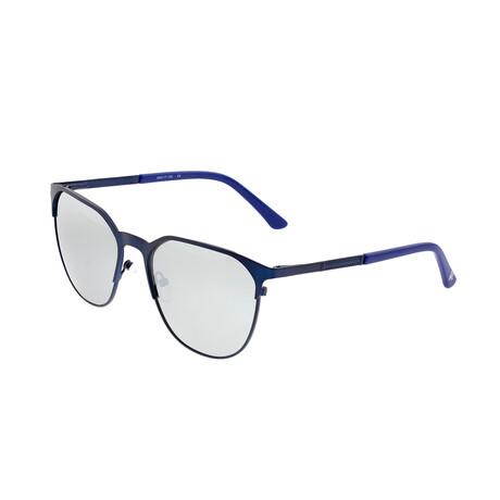 Corindi Polarized Sunglasses // Blue Frame + Silver Lens