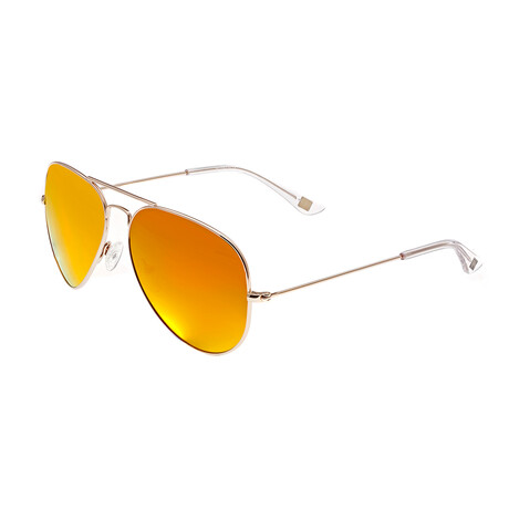 Honupu Polarized Sunglasses // Silver Frame + Red-Orange Lens