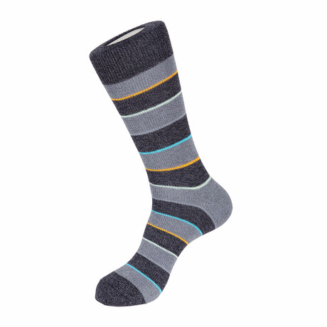 Rugby Stripe Boot Sock // Black + Gray