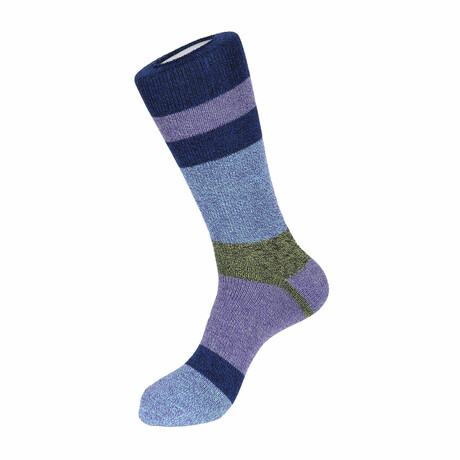 Ultra Stripe Boot Sock // Purple + Lime + Multicolor