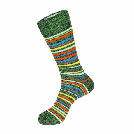 Limitless Stripe Boot Sock // Green + Black + Multicolor