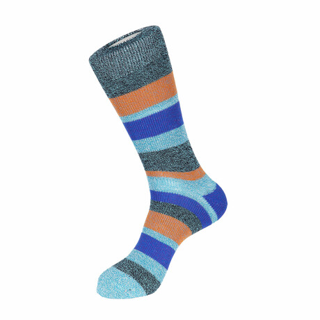 Diamond Stripe-Boot Sock // Teal + Orange + Purple