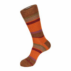 Two Tone Stripe-Boot Sock // Orange + Yellow + Multicolor