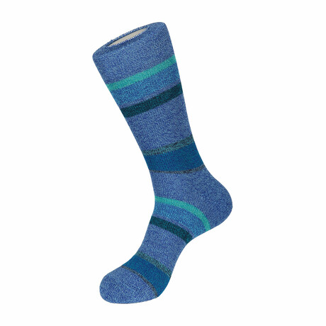Two Tone Stripe-Boot Sock // Blue + Multicolor