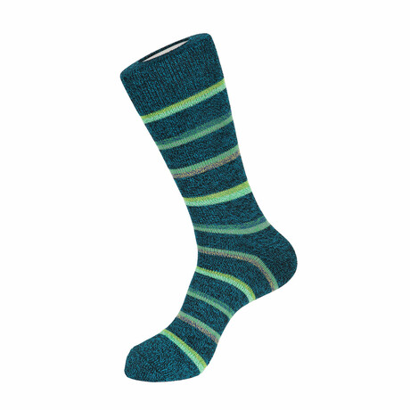 Two By Two Stripe-Boot Sock // Dark Teal + Multicolor