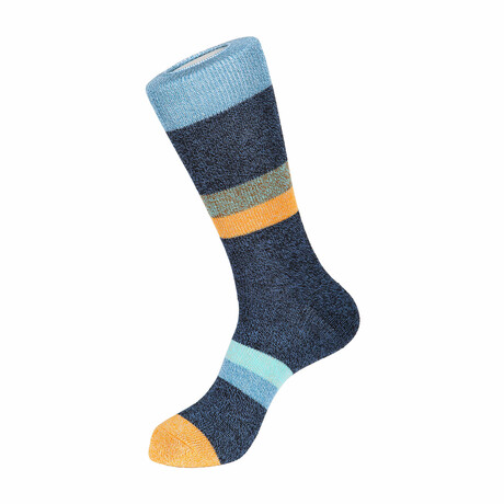 Banded Stripe Boot Sock // Black + Salmon + Multicolor