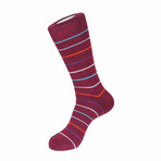 Composition Stripe-Boot Sock // Dark Red + Multicolor
