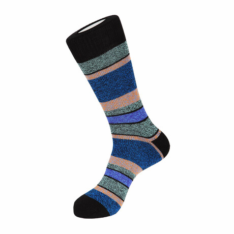 Double Stripe Boot Sock // Blue + Black + Multicolor