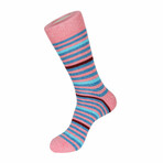 Repeat Stripe Boot Sock // Pink + Multicolor