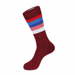 Solid Stripe Boot Sock // Dark Red + Multicolor