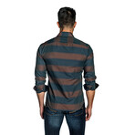 Aiden Button-Up Shirt // Brown + Teal (M)