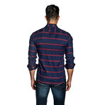 Jackson Button-Up Shirt // Navy + Red (L)