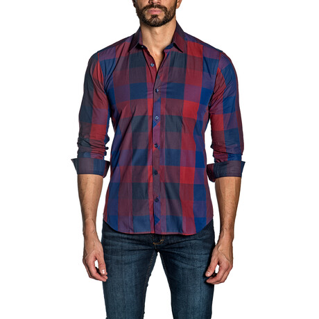 Dylan Button-Up Shirt // Red + Blue (S)