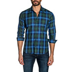 Liam Long Sleeve Button Up Shirt // Navy + Green (XL)