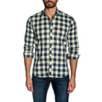 Matthew Button-Up Shirt // Navy + Yellow (2XL)