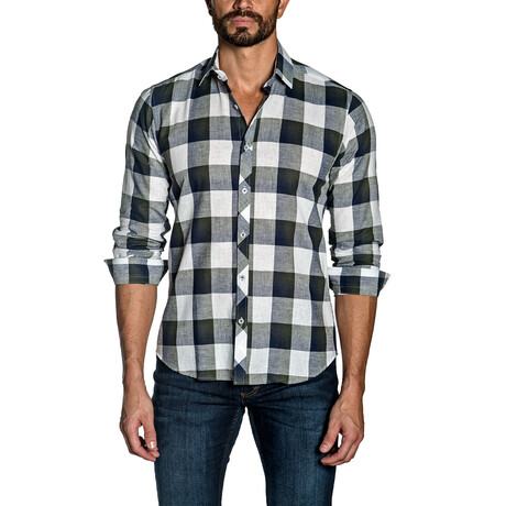 Preston Button-Up Shirt // White + Black (S)
