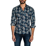 Darren Floral Button-Up Shirt // Navy (L)