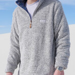 1/4 Zip Reversible Sherpa Fleece // Silver + Viral (Small)