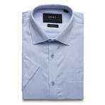 Blue Dobby Half Sleeves Button Up Shirt (L)