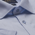 Blue Dobby Half Sleeves Button Up Shirt (L)