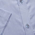 Blue Dobby Half Sleeves Button Up Shirt (L)