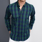 Trevin Button Up Shirt // Green + Dark Blue (Large)
