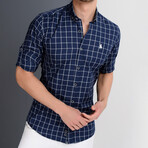 Kamden Button Up Shirt // Dark Blue + White (Medium)