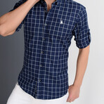 Kamden Button Up Shirt // Dark Blue + White (Medium)