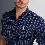 Kamden Button Up Shirt // Dark Blue + White (Medium)