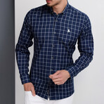 Kamden Button Up Shirt // Dark Blue + White (Medium)